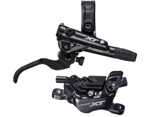 FRANA PE DISC SET ASAMBLAT SHIMANO DEORE XT BL-M8100(R) BR-M8120(R) FARA ADAPTOR PLACUTE RESIN CU ARIPIOARE DE RACIRE FURTUN SM-BH90-SBM 1700MM NEGRU INCL. INSERTIE CONECTARE AMBALAT IND.