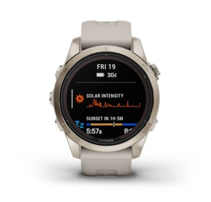 GARMIN Fenix 7S PRO 42mm - Sapphire Solar, Soft Gold, curea Light Sand - Img 2