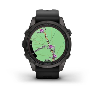 GARMIN Fenix 7S PRO 42mm - Sapphire Solar, Titan DLC Carbon Grey, curea neagră - Img 4