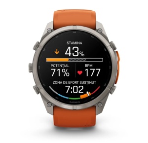 Garmin Fenix 9 Pro - inReach, 51mm Titan cu curea din silicon Autumn Orange/Spark Orange - Img 5