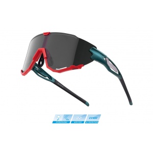 Ochelari Force Creed, lentila neagra oglinda, rosu petrol