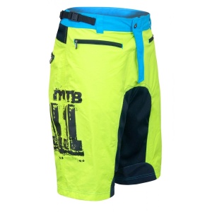 Pantaloni scurti Force MTB-11, bazon detasabil, Galben Fluo/Bleu/Negru, XS - Img 4