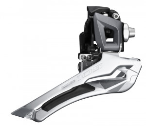 SCHIMBATOR FATA SHIMANO 105 FD-5801-L DUBLU PT. 11 VIT. PE SPATE DOWN SWING BRAZED-ON UNGHI CS 61-66 CL 43.5MM NEGRU AMBALAT IND.