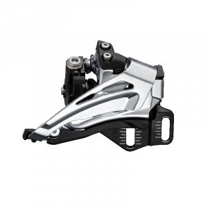 SCHIMBATOR FATA SHIMANO DEORE FD-M6025-E DUBLU PT. 10 VIT. PE SPATE TOP SWING TRAGERE DE JOS E-TYPE (FARA BB PLATE) INGHI CS 66-69 PT. PINION MARE 34-38T CL 48.8MM AMBALAT IND.