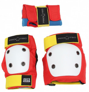 Set protectii copii x3 Pro-tec Streer Gear JR 3 Rosu Retro