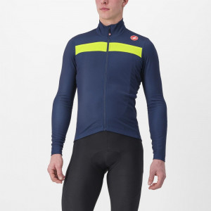 Tricou cu maneca lunga Castelli Puro 3 FZ, BelgianBlue/YellowFluoReflex, S
