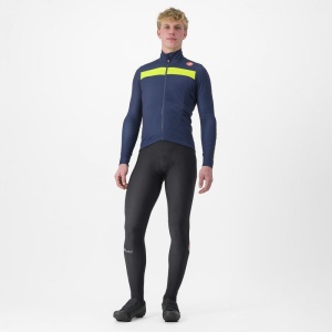 Tricou cu maneca lunga Castelli Puro 3 FZ, BelgianBlue/YellowFluoReflex, XL - Img 5
