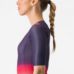 Tricou cu maneca scurta Castelli Climbers 4.0 W, de dama, Bleumarin/Magenta/Portocaliu, XS - Img 5