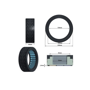 Anvelopa plina trotineta Ultra-Light 10x2.5 pentru jante 34mm Negru/Albastru - Img 5