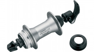 BUTUC FATA SHIMANO HB-M585 DEORE LX 32H ARGINTIU OLD 100MM AX 108MM PT. ROTOR CENTER LOCK NORMAL QR (NEGRU):133MM FARA PROTECTIE PT. MONTURA DISCULUI VRAC