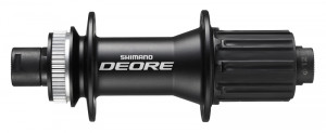 BUTUC SPATE SHIMANO DEORE FH-M618 32H 8/9/10 VIT. OLD 142MM PT. AX 12MM THRU (FARA AX) PT. ROTOR CENTER LOCK FARA PROTECTIE PT. MONTURA DISCULUI NEGRU AMBALAT IND.