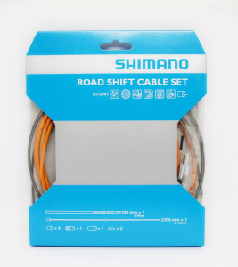 CABLU DE SCHIMBATOR SET SHIMANO ROAD PTFE CAMASA SP41 1700MM ORANGE CABLU 1.2MM 2100MM SIL-TEC X 2 CAPAT EXTERIOR X 4 CAPAT EXTERIOR PLASTIC X 1 CAPAT EXTERIOR ALLOY X 1 CAPAT INTERIOR X 2 - Img 2
