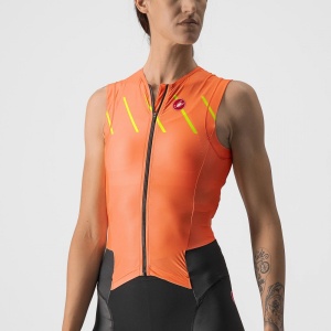 Costum de triatlon fara maneci Castelli Free W Sanremo SL, de dama, Portocaliu/Negru, M - Img 3