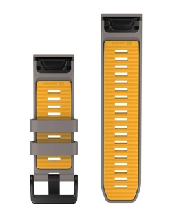Curea Garmin quickfit 26 - Silicon Silver Gray/Yellow Flare - Img 2