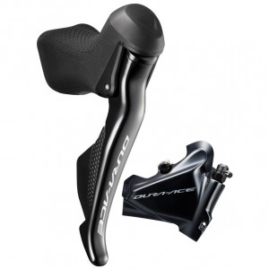 FRANA PE DISC SET/J-KIT ASAMBLAT SHIMANO DURA ACE ST-R9170(R) BR-R9170(R) DIRECT PRINDERE 25MM PLACUTE RESIN (CU ARIPIOARE DE RACIRE) FURTUN SM-BH90 1700MM NEGRU AMBALAT IND.