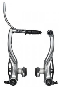 FRANA V-BRAKE SHIMANO ALIVIO BR-T4010 FATA X-TYPE (SAIBA SUBTIRE IN EXTERIOR) SABOTI S70C SURUBURI 16.0MM GHIDAJ CABLU 90 DEG ARGINTIU AMBALAT IND.