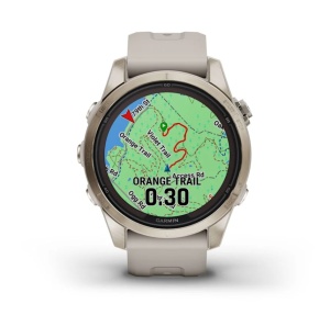 GARMIN Fenix 7S PRO 42mm - Sapphire Solar, Soft Gold, curea Light Sand - Img 8