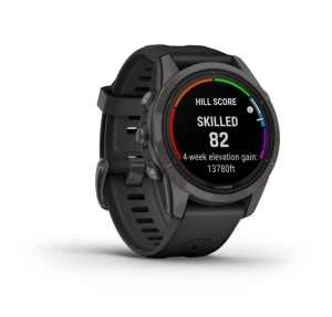 GARMIN Fenix 7S PRO 42mm - Sapphire Solar, Titan DLC Carbon Grey, curea neagră - Img 2