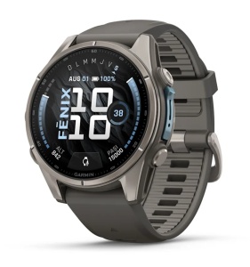 Garmin Fenix 9 - 43mm Titan cu curea din silicon Pebble Gray