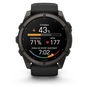 Garmin Fenix 9 - 51mm Titan DLC Carbon grey cu curea neagra din silicon - Img 3