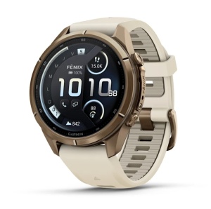 Garmin Fenix 9 Pro - inReach, 43mm Titan Autumn Gold cu curea din silicon Cream/French Gray