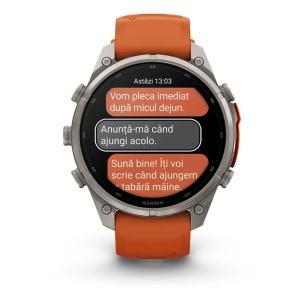Garmin Fenix 9 Pro - inReach, 47mm Titan cu curea din silicon Autumn Orange/Spark Orange - Img 7