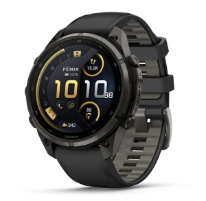 Garmin Fenix 9 Pro - inReach, 47mm Titan DLC Carbon Gray cu curea din silicon Black/Pebble Gray