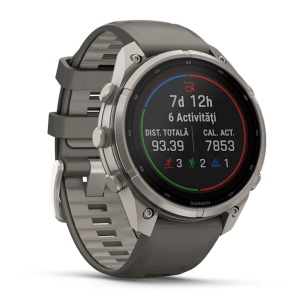 Garmin Fenix 9 Pro - inReach, Solar, 47mm Titan Pebble Gray cu curea din silicon Silver Gray - Img 2