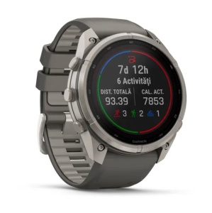 Garmin Fenix 9 Pro - inReach, Solar, 51mm Titan Pebble Gray cu curea din silicon Silver Gray - Img 3