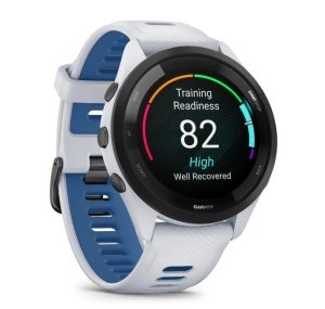 Garmin Forerunner 265 Ramă neagră cu carcasă Whitestone şi curea din silicon Whitestone/Tidal Blue - Img 3