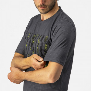 Jersey cu maneca scurta Castelli Trail Tech Tee, Antracit/Galben Fluo, XL - Img 2
