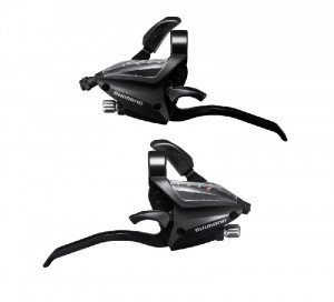 MANETA SCHIMBATOR/FRANA SHIMANO ST-EF500-4A 3X7 VIT. 4 DEGETE PT. V-BRAKE CAMASI SCHIMBATOR SP41/FRANA LUNGIME STANDARD (NEGRU) NEGRU AMBALAT IND.