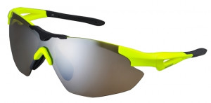 OCHELARI SHIMANO S40R NEON YELLOW/BLACK LENTILE BROWN SILVER MIRROR/CLEAR (17)