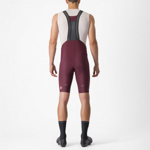 Pantaloni scurti cu bretele Castelli Espresso, Visiniu, XL - Img 2