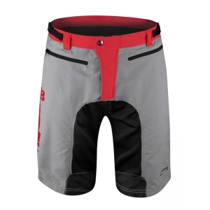 Pantaloni scurti Force MTB-11 bazon detasabil Gri/Rosu/Negru S