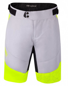 Pantaloni scurti Force Storm pana la talie cu bazon, gri/fluo XXL