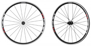 ROATA SHIMANO WH-R501A FATA & SPATE 8/9/10 VIT. OLD 100/130MM JANTA CLINCHER NEAGRA CU BANDA STICKERE ROSU SPITA BLADED QR NEGRU QR SPATE 163MM AMBALAT IND.