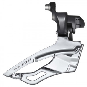 SCHIMBATOR FATA SHIMANO 105 FD-5703-L TRIPLU PT. 10 VIT. PE SPATE COLIER 31.8MM (CU ADAPTOR 28.6MM) NEGRU AMBALAT IND.