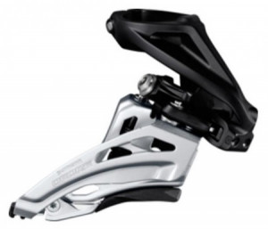 SCHIMBATOR FATA SHIMANO DEORE FD-M612-H TRIPLU PT. 10 VIT. PE SPATE HIGH CLAMP SIDE SWING TRAGERE PRIN FATA COLIER 34.9MM (INCL. ADAPTOR 31.8MM & 28.6MM) UNGHI CS 66-69 NEGRU AMBALAT IND.