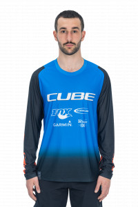 TRICOU CICLISM CUBE VERTEX ROUND NECK JERSEY X ACTIONTEAM L/S BLACK BLUE M - Img 2