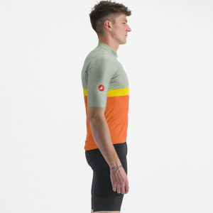 Tricou cu maneca scurta Castelli A Blocco, Vernil/Portocaliu/Galben/Visiniu, XXL - Img 4