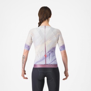 Tricou cu maneca scurta Castelli Aero PRO 8S W, pentru femei, violet multicolor, M - Img 2