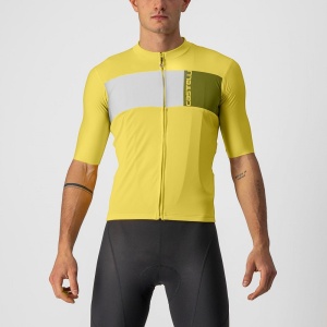 Tricou cu maneca scurta Castelli Prologo 7 Galben/Alb/Kaki L - Img 1
