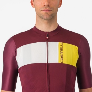 Tricou cu maneca scurta Castelli Prologo 7 Visiniu/Alb/Galben L - Img 9