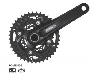 ANGRENAJ PEDALIER SHIMANO DEORE FC-MT500-3 40X30X22T BRAT 175MM PT. 10 VIT. PE SPATE 2PCS FC FARA BUTUC PEDALIER FARA CG PT. CHAINLINE 50.0MM NEGRU AMBALAT IND.