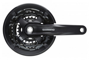 ANGRENAJ PEDALIER SHIMANO TOURNEY FC-TY701 42X34X24T (NEAGRA/NEAGRA/NEAGRA) BRAT 175MM PT. 6/7/8 VIT. PE SPATE CG INCL. SURUBURI DE FIXARE NEGRU AMBALAT IND.