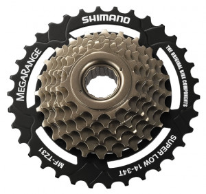 BLOC DE PINIOANE PE FILET SHIMANO TOURNEY MF-TZ31 7 SPEED 14-16-18-20-22-24-34T MARO/34T NEGRU VRAC