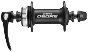 BUTUC FATA SHIMANO DEORE HB-M615-L 36H OLD 100MM AX 108MM QR 133MM NEGRU PT. ROTOR CENTER LOCK INCL. PROTECTIE PT. MONTURA DISCULUI NEGRU AMBALAT IND.