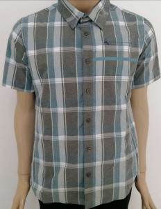 CAMASA SHIMANO TRANSIT CHECK BUTTON UP SHORT SLEEVE AEGEAN BLUE (SS17)