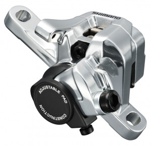 ETRIER FRANA PE DISC SHIMANO BR-R517 FATA MECANICA PT. SOSEA INCL. ADAPTOR PT. STANDARD (RING) PLACUTE RESIN ARGINTIU AMBALAT IND.